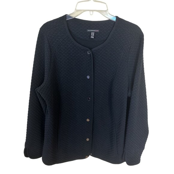 Isaac Mizrahi Live Womens Black Textured Cardigan Sweater XL Loungewear - Picture 1 of 9